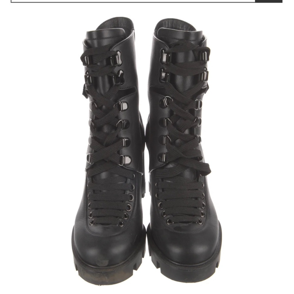Christian Louboutin Leather Mid-Calf Combat Boots
